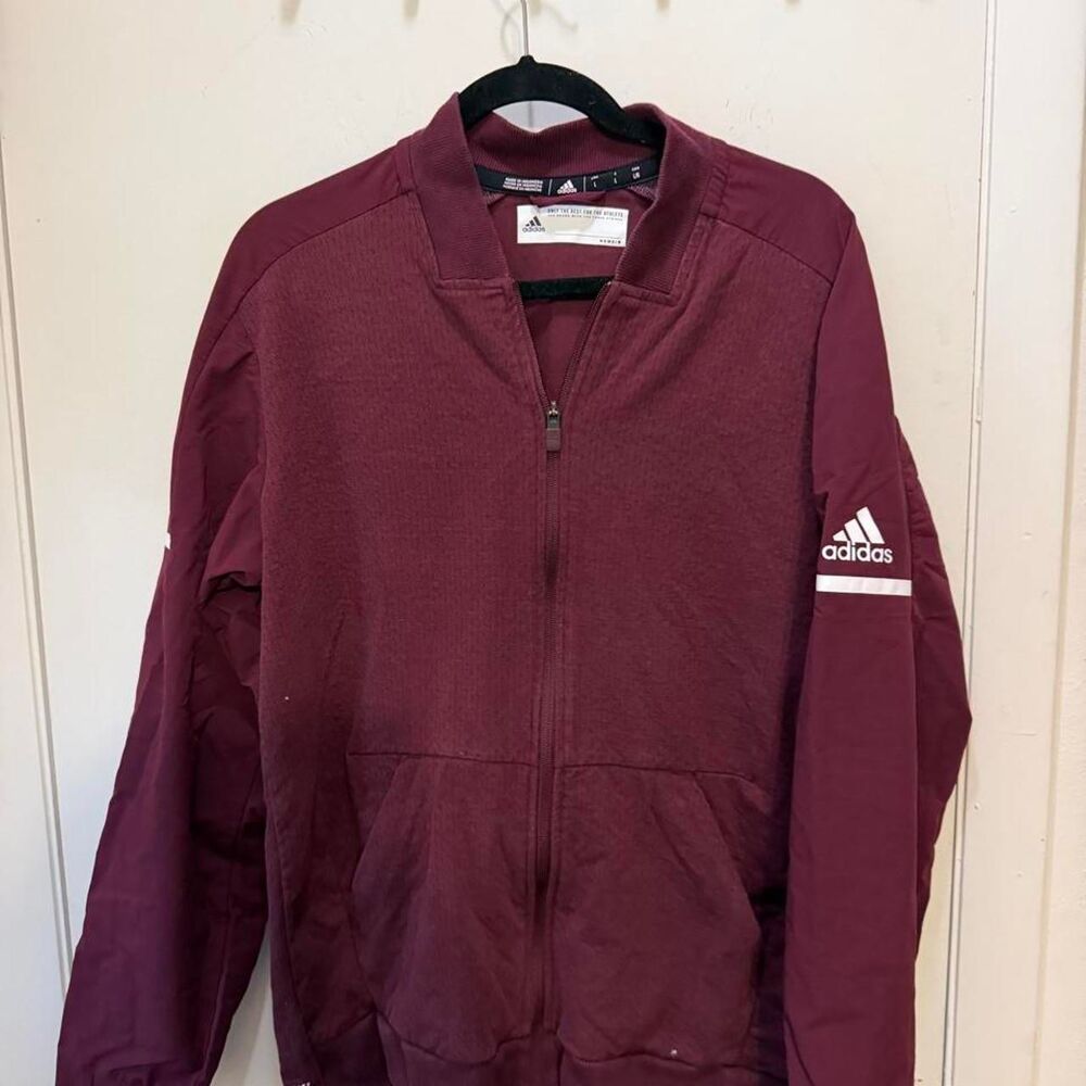 Adidas Men's Burgundy and Red Jacket